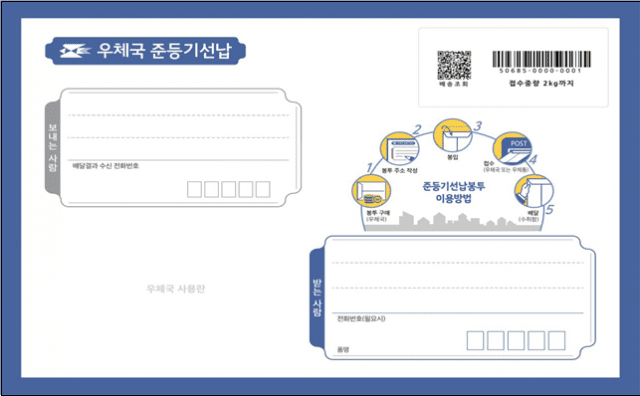 2kg까지 우편으로 배송…우체국 준등기 선납봉투 출시