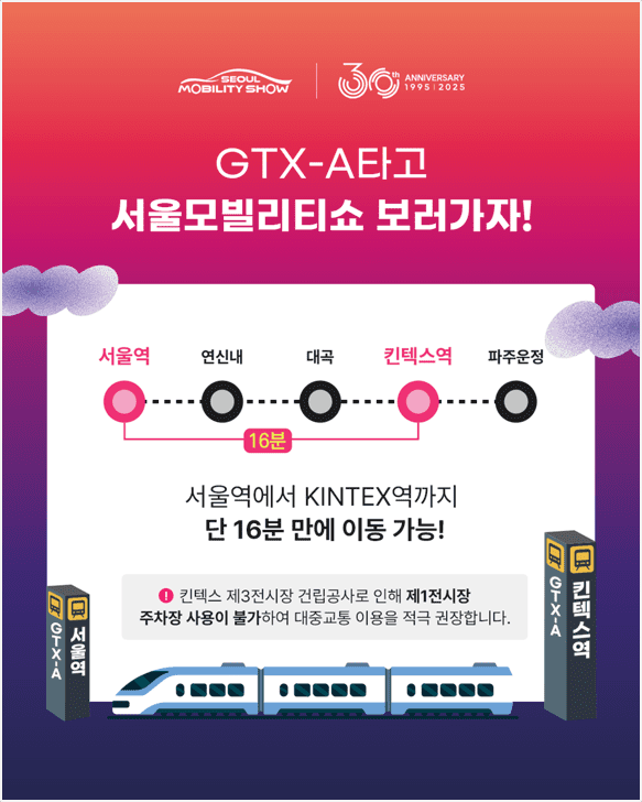 킨텍스에서 열리는 ‘서울모빌리티쇼’…서울서 GTX타면 16분만에 도착