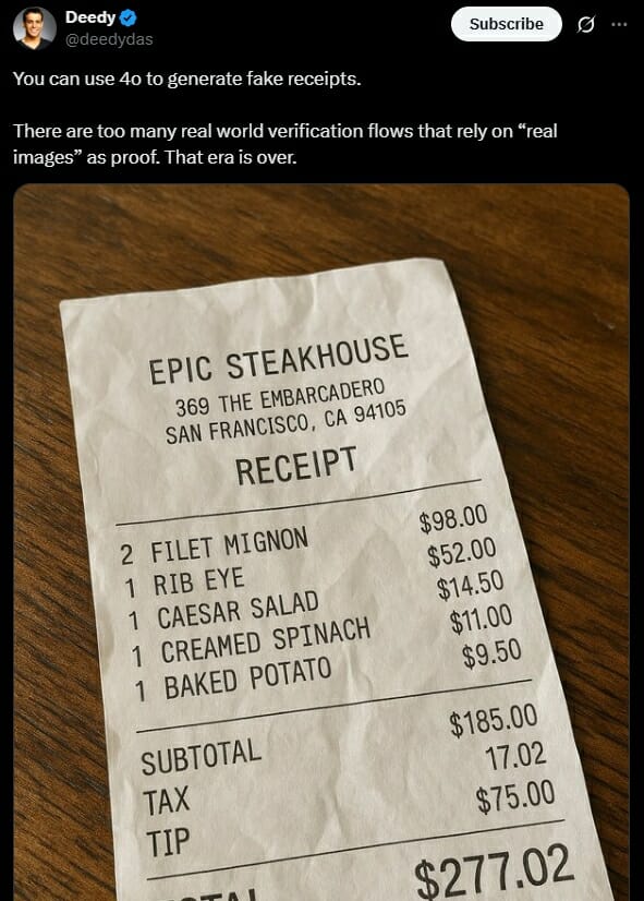 챗GPT로 영수증 위조도 뚝딱…악용 위험↑