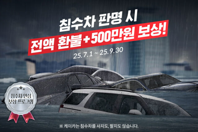 장마철 쏟아지는 침수차…케이카는 15년간 100% 환불