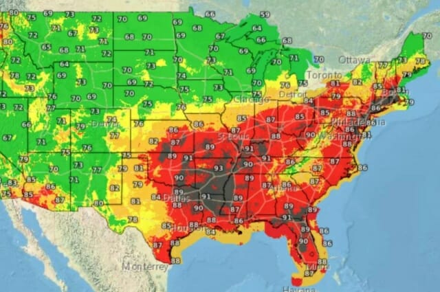 美 동부도 찜통더위…기후지도로 직접 확인했더니