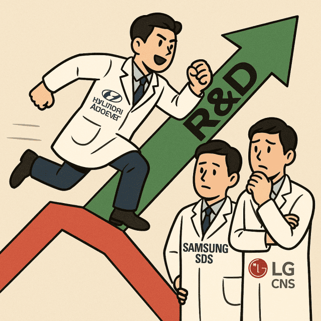 현대오토에버, 잘 나가는 이유 있네…삼성SDS·LG CNS 연구비 줄일 때 더 썼다