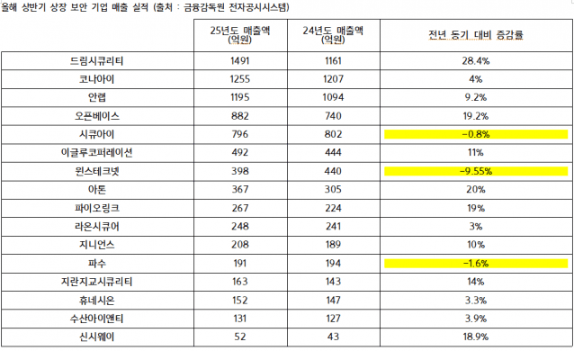 보안 상장사 상반기 매출 호조…드림시큐리티 1491억 최고