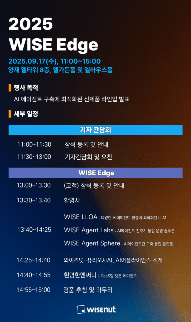 와이즈넛, ‘와이즈 엣지’ 개최…AI 에이전트 신제품 전략 공개