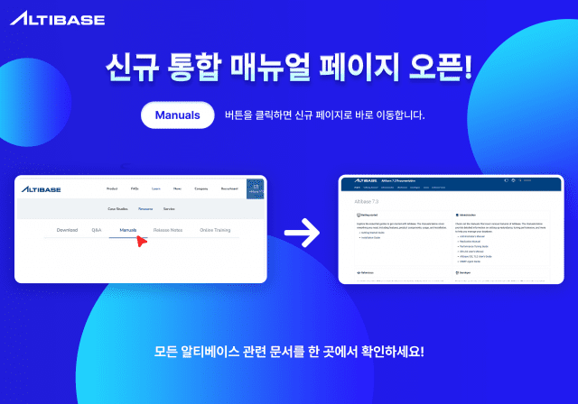 알티베이스, 통합 매뉴얼 페이지 오픈…사용자 편의성 대폭 향상