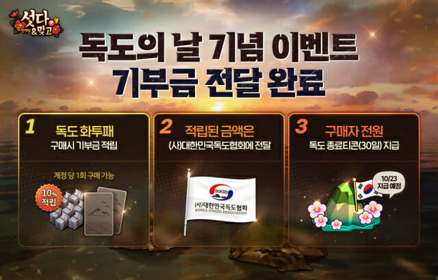 NHN ‘한게임 섯다&맞고’, 독도의 날 이벤트 수익금 1천만원 기부