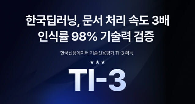 “AI 문서 기술력 검증”…한국딥러닝, 기술신용평가 ‘TI-3’ 획득