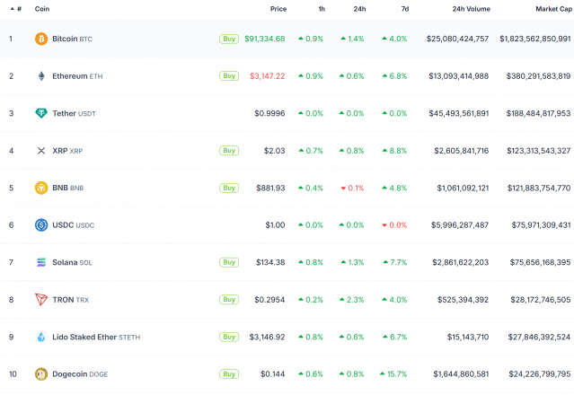 연초 반등에 상위권 디지털자산 동반 상승…도지코인 주간 급등
